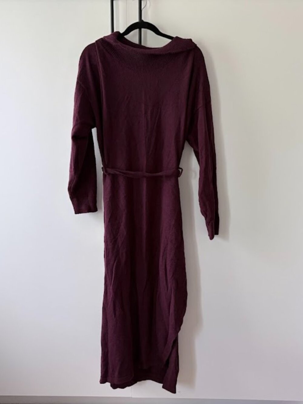 Eloquii Funnel Neck Sweater Dress Burgundy Long Sleeve Midi Plus Size 22/24